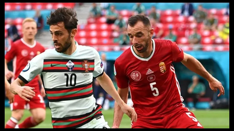Cầu thủ Bồ Đào Nha đang tung ra cú sút mạnh mẽ trong trận đấu với Hungary Cầu thủ Bồ Đào Nha đang tung ra cú sút mạnh mẽ trong trận đấu với Hungary